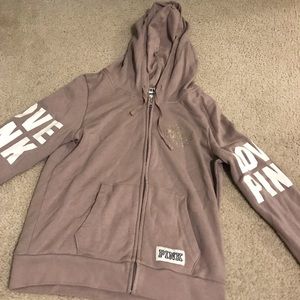 VS pink sweatshirt zip up medium tea pink